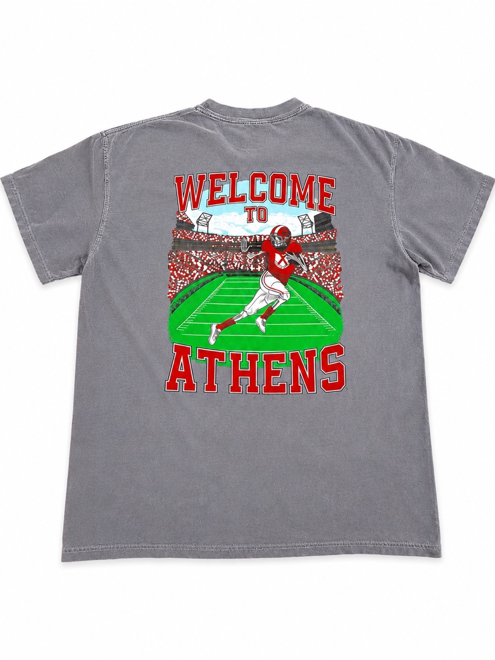 Old Row Welcome to Athens Georgia Football Pocket Tee Shirt Gray Medium UGA